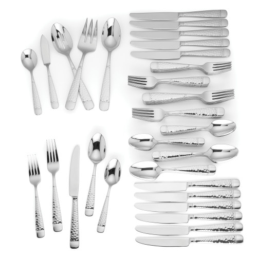 10.75" Gray and Silver Elegant Eastwood 65-Piece Flatware Utensil Set