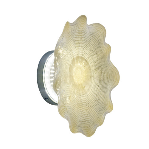 12" Beige Feather LED Glass Wall Light Fixture