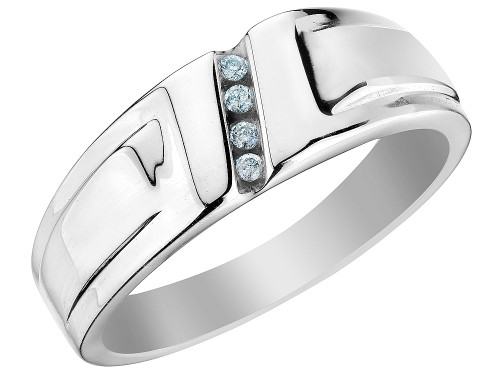 Mens Diamond Wedding Band Ring 1/20 Carat (ctw) in 10K White Gold - 08GDG9354W-12