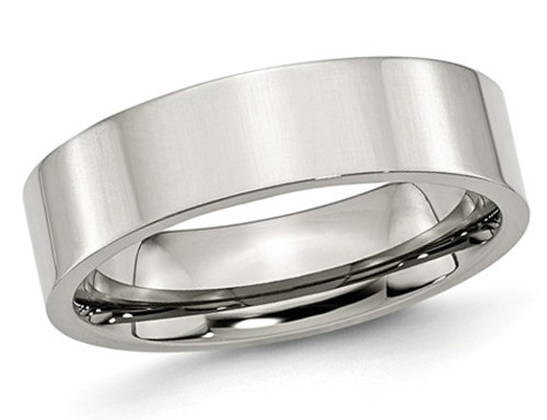 Mens Chisel 6mm Stainless Steel Comfort Fit Wedding Band Ring - 88QGG0008GF-7.5