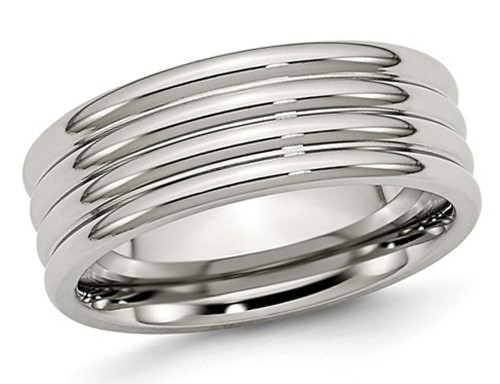 Chisel 8mm Stainless Steel Grooved Comfort Fit Wedding Band Ring - 88QGG0026GF-6