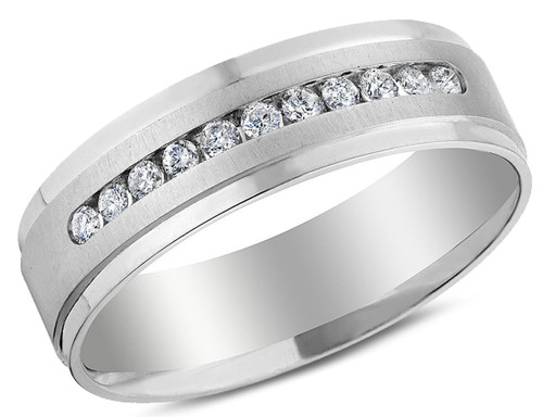 Mens 1/4 Carat (ctw H-I, I1-I2) Diamond Wedding Band Ring in 14K White Gold - 08GDG138925W-11