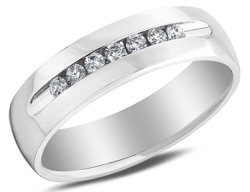 Mens Diamond Wedding Band Ring 1/4 Carat (ctw H-I , I1-I2) in 14K White Gold - 08GDG116925W-12