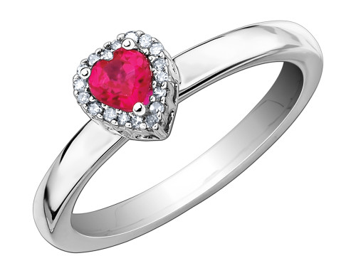 1/2 Carat (ctw) Lab-Created Ruby Heart Ring in Sterling Silver - 68QGG0344CRU-8
