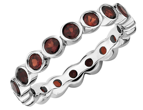 1.60 Carat (ctw) Natural Red Garnet Eternity Ring Band in Sterling Silver - 68QGG0386GA-10