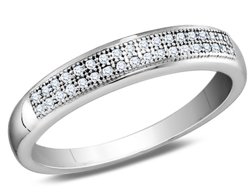 Diamond Anniversary and Wedding Band Ring 1/10 Carat (ctw Color I-J, Clarity I2-I3) in 10K White Gold - 08GDG364510W-8.5