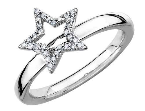 Star Ring with Diamond Accent in Sterling Silver - 68QGG0337-8