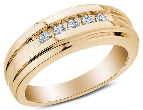 Mens 1/4 Carat (ctw H-I, I1-I2) Diamond Wedding Band Ring in 14K Yellow Gold - 08GDG0011925-11