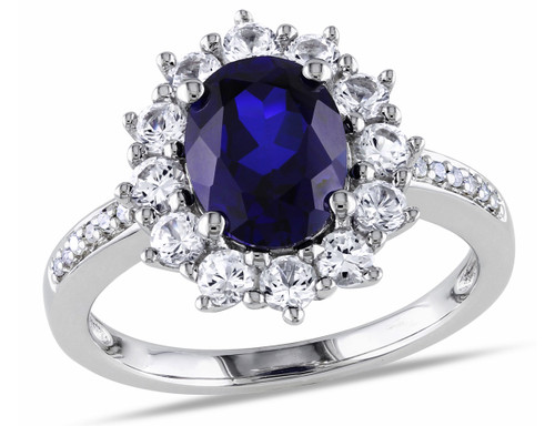 3.90 Carat (ctw) Lab-Created Blue & White Sapphire Ring in Sterling Silver - 68DLG43184CSA-7