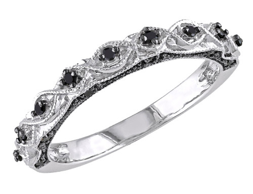 Black Diamond Ring 1/8 Carat (ctw) in 10k White Gold - 08DLG4460913-8