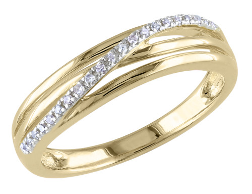 Diamond Crossover Ring in Yellow Plated Sterling Silver - 68DLG48520-7