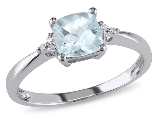 4/5 Carat (ctw) Light Aquamarine Ring with Diamonds in 10K White Gold - 08DLG9497AQ-10
