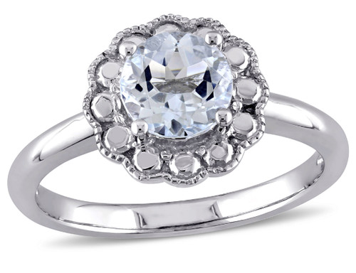 Aquamarine Halo Ring 1 Carat (ctw) in 10K White Gold - 08DLG1000959AQW-8