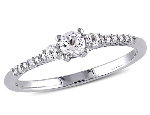 1/3 Carat (ctw) Lab-Created White Sapphire Ring with Diamonds in Sterling Silver - 68DLG1000981CWS-8