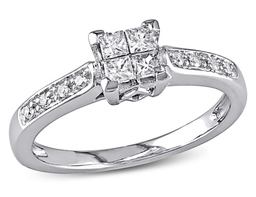 1/4 Carat (ctw I2-I3, G-H) Princess Cut Diamond Engagement Ring in 10K White Gold - 08DLG1001712-9