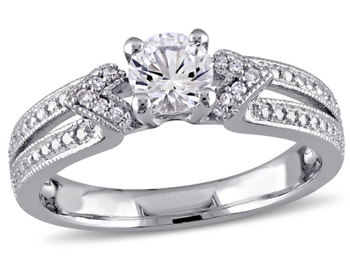 2/3 Carat (ctw) Lab-Created White Sapphire Ring with Diamonds in Sterling Silver - 68DLG1001065CWS-9