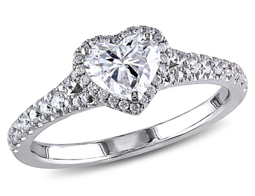 1.00 Carat (ctw G-H, I1-I2) Diamond Engagement Heart Ring in 14K White Gold - 08DLG1001763-10