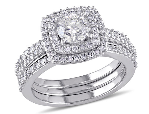 1.50 Carat (ctw H-I, I2-I3) Diamond Engagement Ring and Wedding Band Set in 10K White Gold - 08DLG1001910W-8