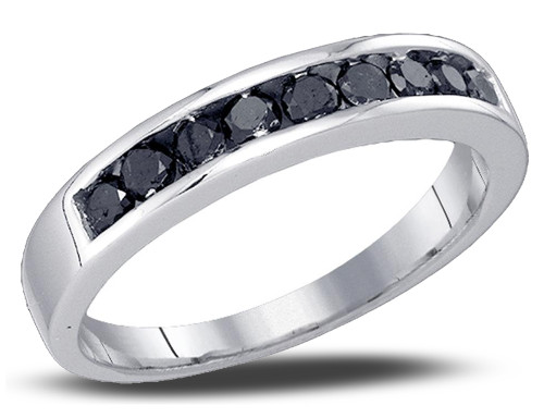Black Diamond Ring Band 1/2 Carat (ctw Clarity I2-I3) in Sterling Silver - 68GDG8158050-7