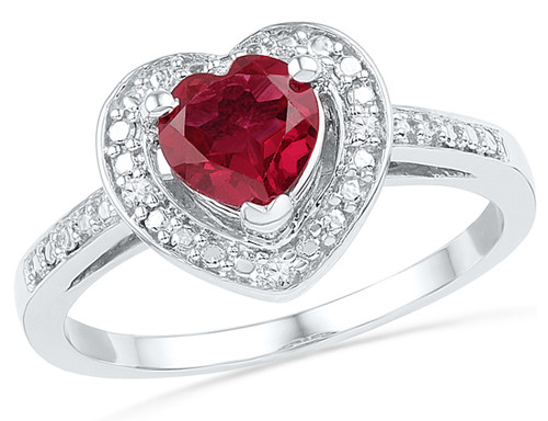1.10 Carat (ctw) Lab Created Ruby Heart Ring in Sterling Silver - 68GDG101249CRU-7