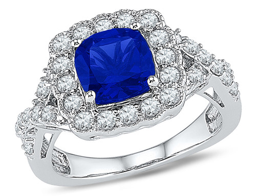 Ladies Lab Created Blue Sapphire 2.75 Carat (ctw) Ring in 10K White Gold with Diamonds 1.00 Carat (ctw) - 08GDG107061CSAW-7