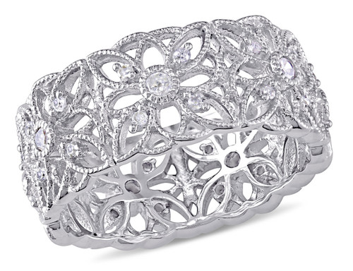 Diamond Vintage Filigree Ring 1/3 Carat (ctw) in Sterling Silver - 68DLG1003239-5.5