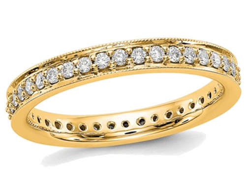 1/2 Carat (ctw Color H-I, I1-I2) Ladies 14K Yellow Gold Diamond Eternity Wedding Band Ring - 08QGG002050-7.5