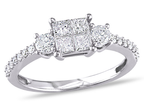 Princess Cut Diamond Engagement Ring 3/4 Carat (ctw I-J, I2-I3) in 14K White Gold - 08DLG1003260-8