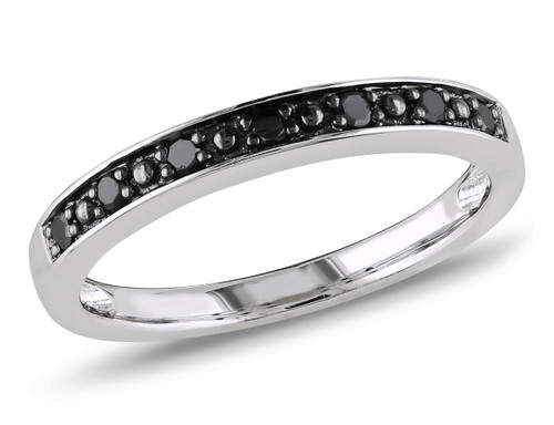 Black Diamond Wedding Band Ring 1/10 Carat (ctw) in Sterling Silver with Black Rhodium - 68DLG1003259-4.5