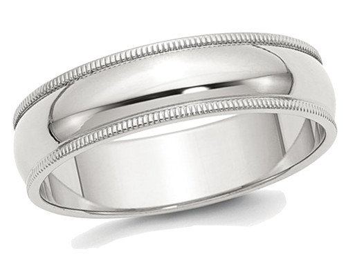 Ladies or Mens Sterling Silver 6mm Milgrain Wedding Band Ring - 68QGG0060GM-7.5
