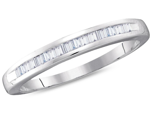 1/4 Carat (ctw J-K, I2-I3) Baguette Diamond Wedding Annversary Band Ring in 10K White Gold - 08GDG7613W-6.5