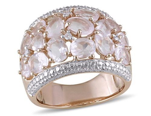 Synthetic Rose Pink Quartz Fashion Ring 6 Carat (ctw) in Pink Plated Sterling Silver with Accent Diamonds - 68DLG1003251PQ-7.5