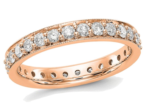 1.00 Carat (ctw Color H-I, I1-I2) Diamond Eternity Wedding Band Ring in 14K Rose Pink Gold - 08QGG0020100R-8
