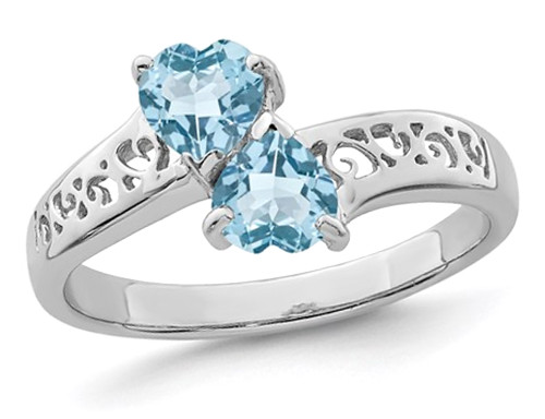 1.00 Carat (ctw) Swiss Blue Topaz Heart Ring in Sterling Silver - 68QGG0562BT-8