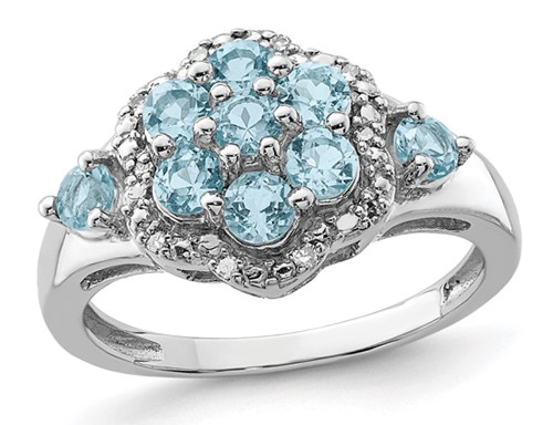 1.35 Carat (ctw) Swiss Blue Topaz Cluster Ring in Sterling Silver - 68QGG3064BT-7