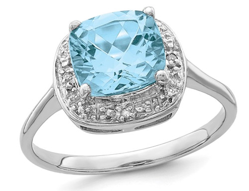 2.35 Carat (ctw) Swiss Blue Topaz Cushion Cut Ring in Sterling Silver - 68QGG4478BT-8