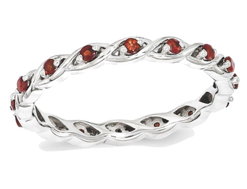 1/3 Carat (ctw) Garnet Eternity Twist Band Ring in Sterling Silver - 68QGG1470GA-10