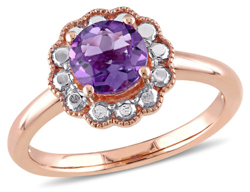 Amethyst Halo Ring 7/8 Carat (ctw) in 10K Pink Gold - 08DLG1000934AMP-6