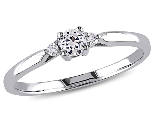 Created White Sapphire 1/4 Carat (ctw) Ring with Diamonds in Sterling Silver - 68DLG1000979CWS-8