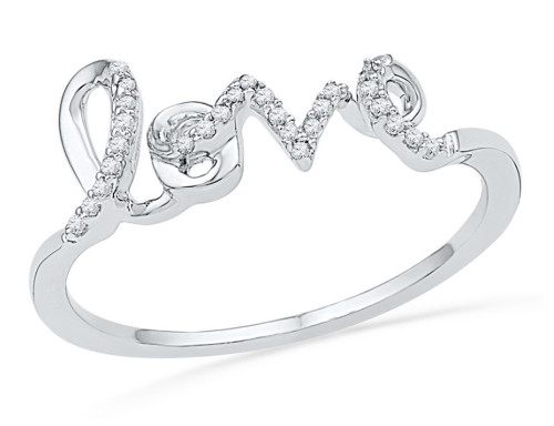 LOVE Promise Ring in 10K White Gold with Diamonds 1/12 Carat (ctw Color J-K Clarity I2-I3) - 08GDG97242W-8