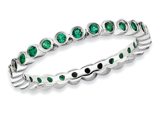 Created Green Emerald Eternity Ring 2/5 Carat (ctw) in Sterling Silver - 68QGG0366CEM-9