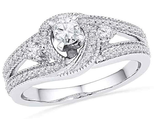 Diamond Engagement Ring 1/2 Carat (ctw Color G-H, Clarity I1) in 10K White Gold - 08GDG10185650W-8