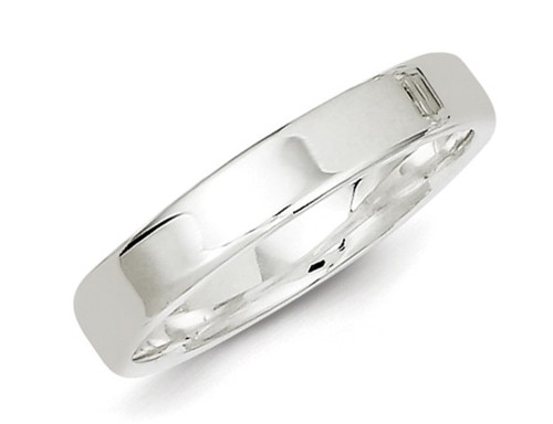 Ladies or Mens Comfort Fit 4mm Flat Wedding Band Ring in Sterling Silver - 68QGG0040GF-13.5