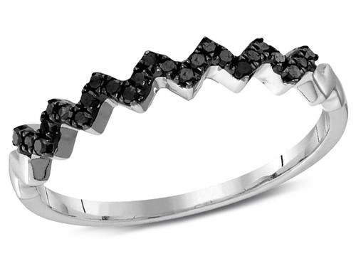 1/6 Carat (ctw I2-I3) Black Diamond Chevron Band Ring in 10K White Gold - 08GDG115025W-8