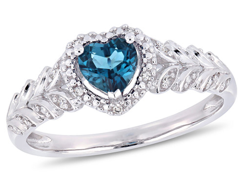 1/2 Carat London Blue Topaz Heart Promise Ring in 10K White Gold - 08DLG1003994BTW-7