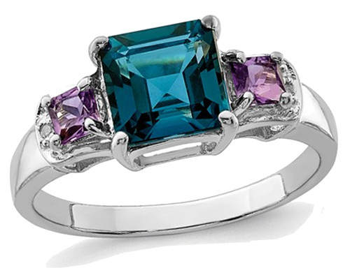 1.90 Carat (ctw) London Blue Topaz & Amethyst Ring in Sterling Silver - 68QGG2902BT-8