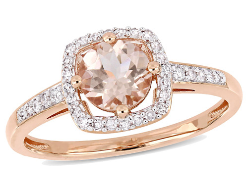 4/5 Carat (ctw) Natural Morganite Ring 10K Rose Pink Gold with Diamonds - 08DLG1003965MOP-6