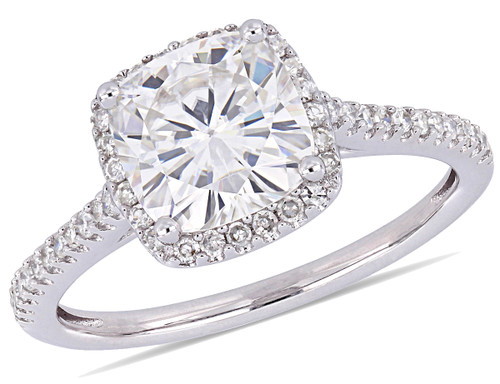 2.00 Carat (ctw) Synthetic Moissanite Halo Engagement Ring 14K White Gold with Diamonds (I2-I3) - 08DLG1004036MOIW-9