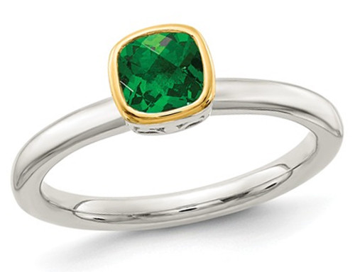2/5 Carat (ctw) Lab Created Emerald Ring in Sterling Silver - 68QGG1740CEM-6