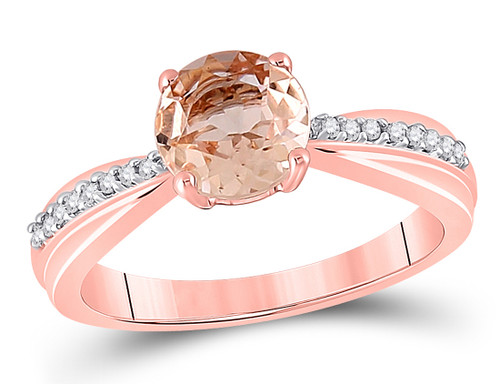 3/4 Carat (ctw) Lab Created Morganite Ring in 10K Rose Gold with Accent Diamonds - 08GDG100472MOR-7